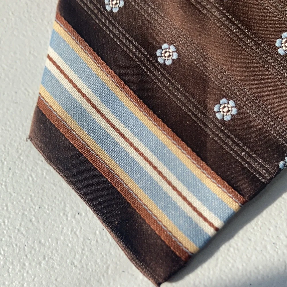 Vintage 80s clip on tie stripes and floral design